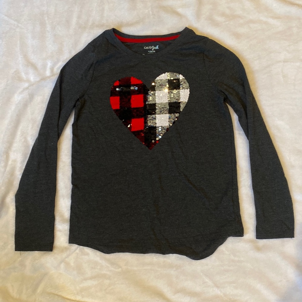Sequin Heart Cat & Jack girls long sleeve shirt.